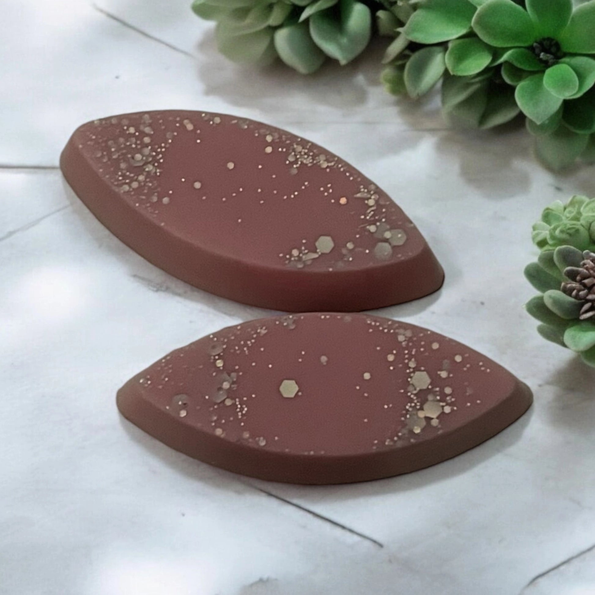 2 fondants ovale rose avec paillettes
